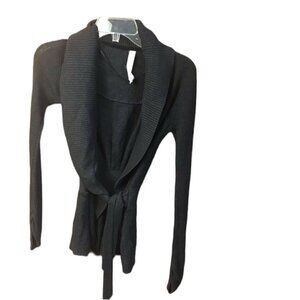 Lululemon Cashmere‎ Bamboo Blend Belted Open Cardigan Waffle Knit Sweater Wrap 4